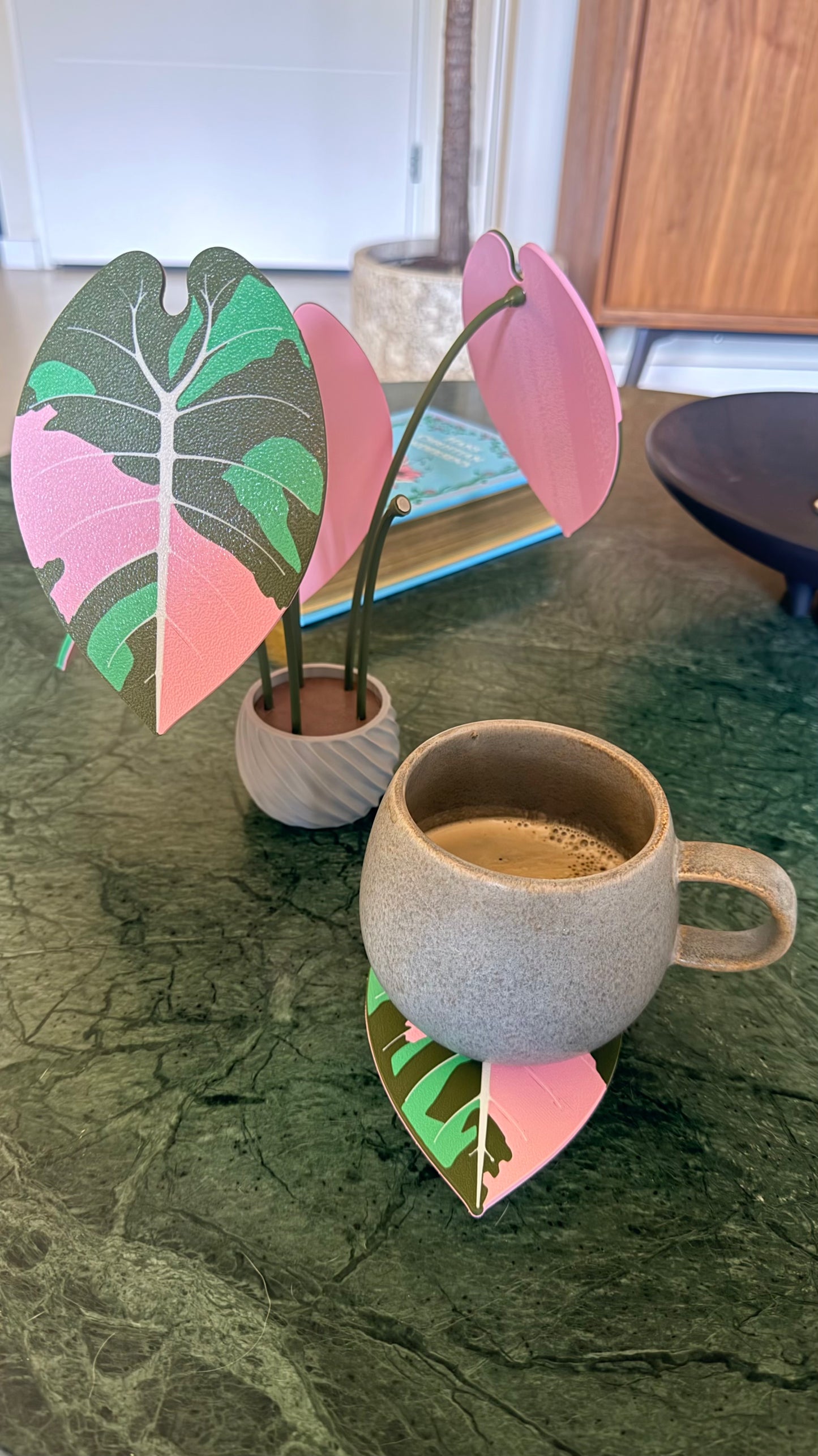 Alocasia Watsoniana Coaster Set — Pink