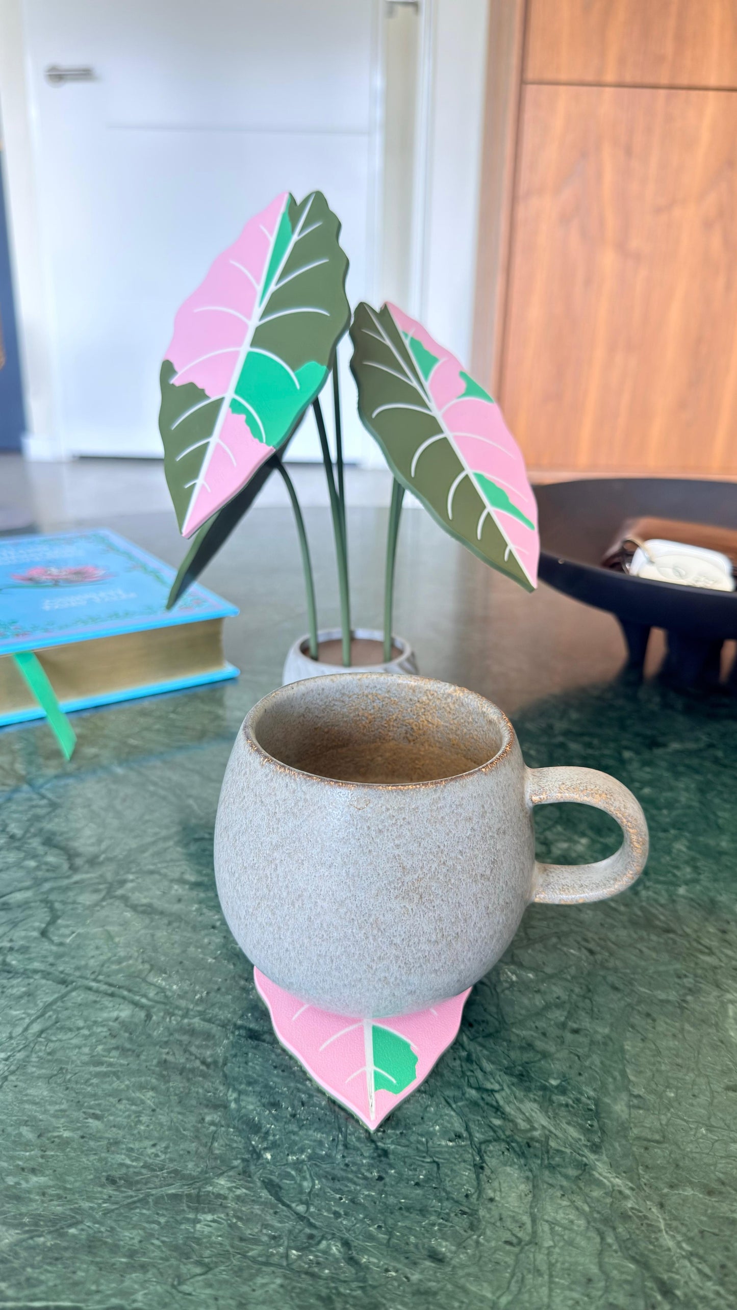 Alocasia Chantrieri Coaster Set — Pink